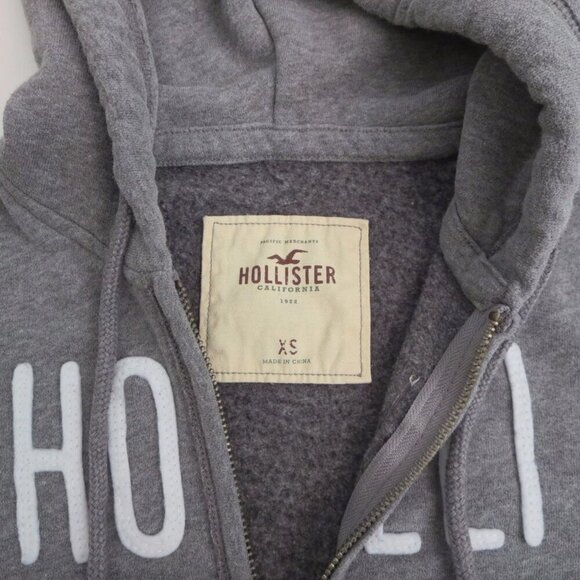 Hollister Womens Logo Fleece Jacket Size XS Hoodie Gray Surf - Picture 5 of 5